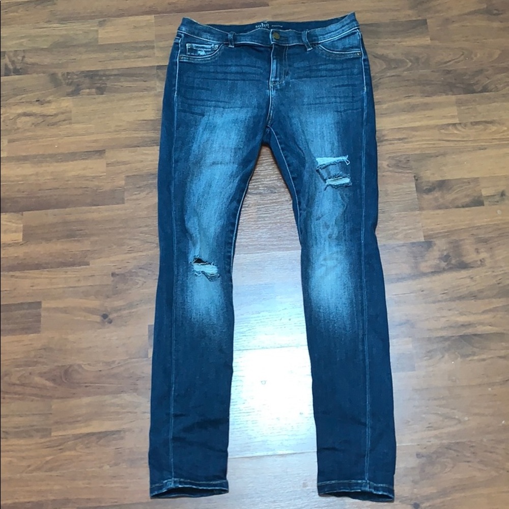 NY&Company Blue Distressed Skinny Jeans Size 8